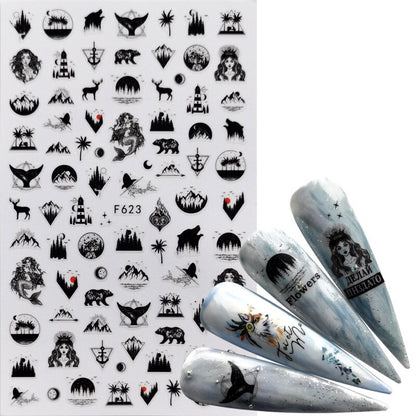 1 PC Comic Adhesive 3D Nail Sticker Foil Decals For Nails Sticker Art Cartoon Nail Art Decorations Designs Tool