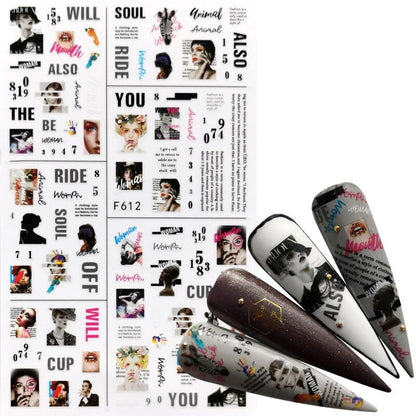 1 PC Comic Adhesive 3D Nail Sticker Foil Decals For Nails Sticker Art Cartoon Nail Art Decorations Designs Tool