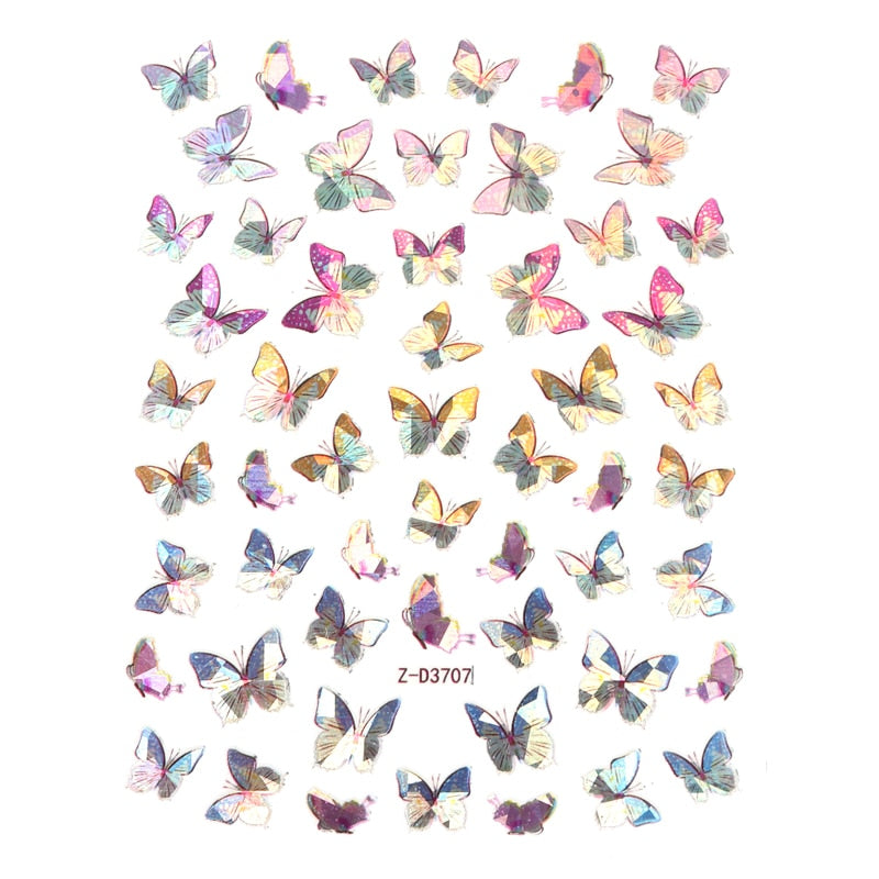 Holographic Butterfly Designs Sticker Nail Decal  DIY Slider for Manicure Nail Art Watermark Manicure Decor